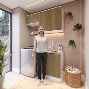 Lavadero Kappesberg 140cm MDF Con Aéreos Blanco y Marrón