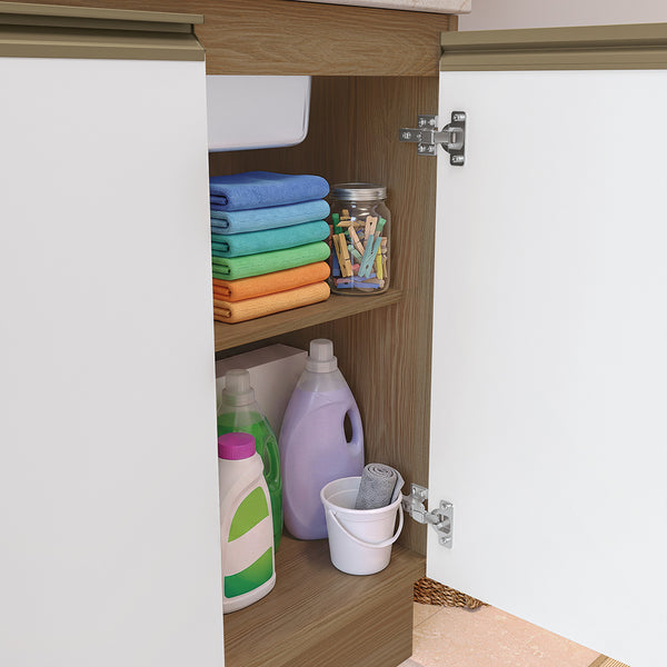 Lavadero Kappesberg 140cm MDF Con Aéreos Marrón y Blanco