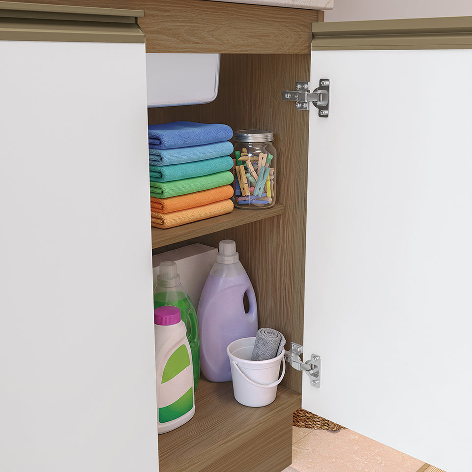 Lavadero Kappesberg 140cm MDF Con Aéreos Marrón y Blanco