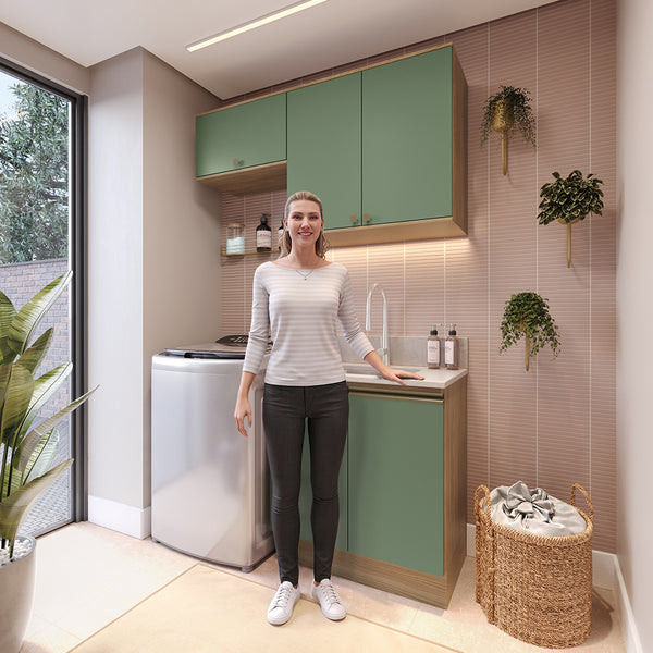 Lavadero Kappesberg 140cm MDF Con Aéreos Marrón y Verde