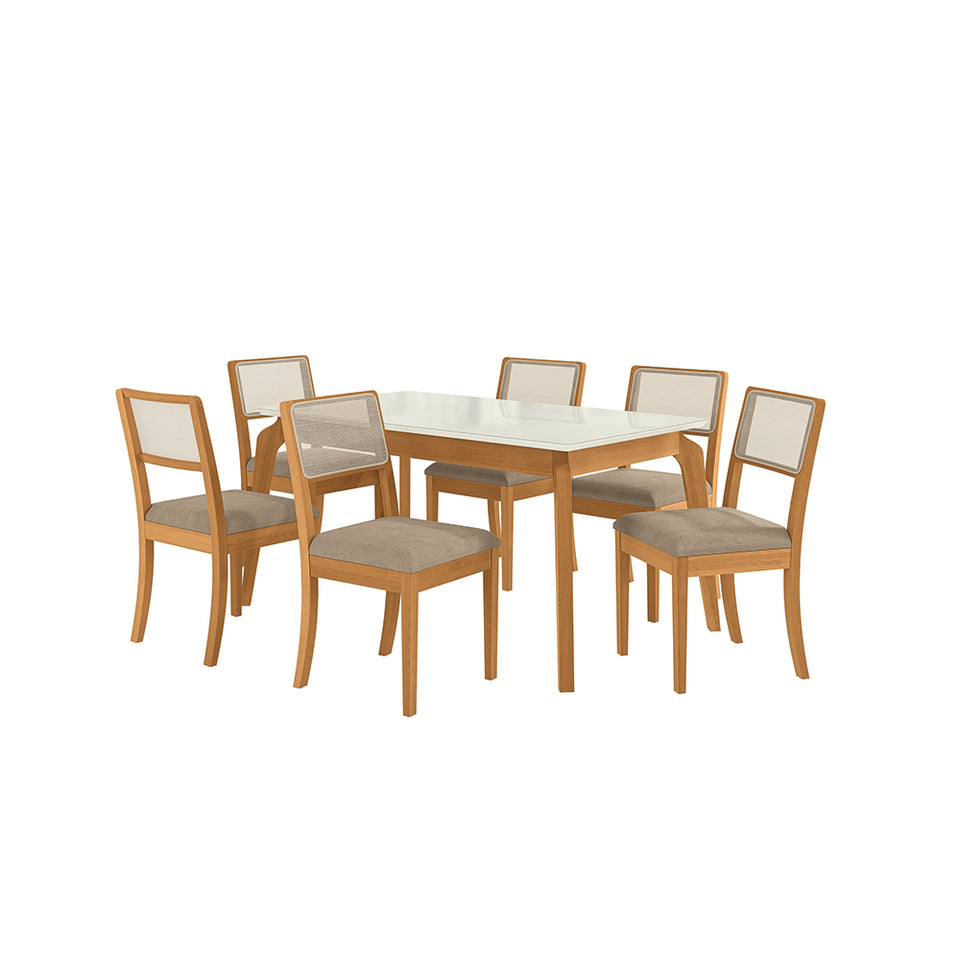 Comedor 160cm 6 Sillas Madera Maciza Kappesberg Roble/Fendi