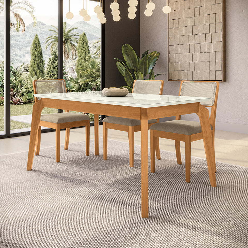 Comedor 160cm 6 Sillas Madera Maciza Kappesberg Roble/Fendi
