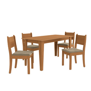 Juego Comedor Kappesberg 1.6m con 4 Sillas Cora Canela/Beige
