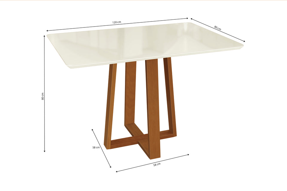 Comedor 120cm 4 Sillas Madera Maciza Kappesberg Roble/Fendi