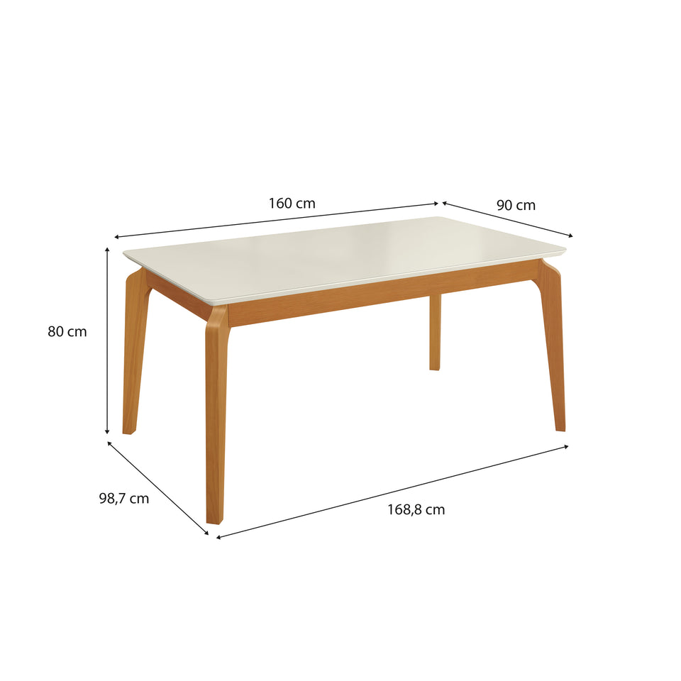 Mesa Comedor 160cm Madera Maciza Kappesberg Roble/Off White