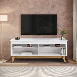 Rack TV 65" 150cm con Estantes Kappesberg Blanco y Roble