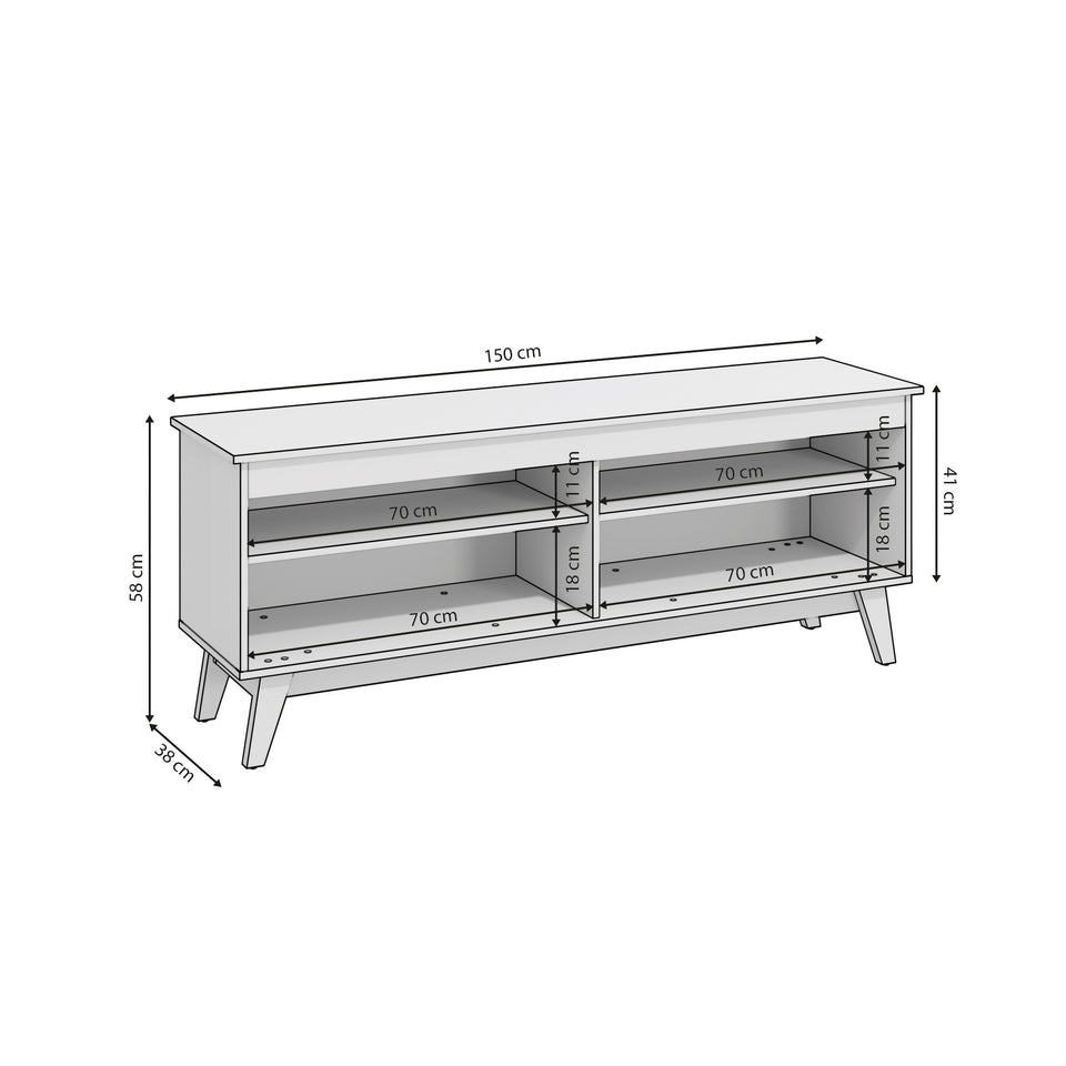 Rack TV 65" 150cm con Estantes Kappesberg Gris