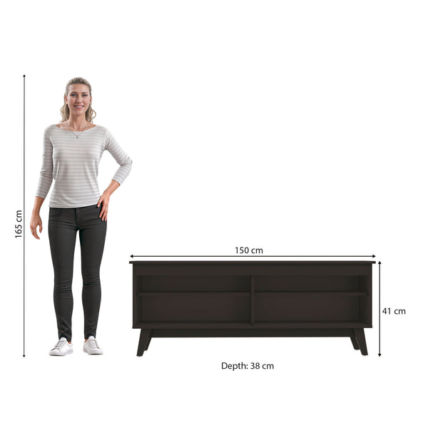 Rack TV 65" 150cm con Estantes Kappesberg Negro