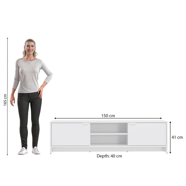 Rack TV 65" 150cm 2 Puertas Kappesberg Blanco