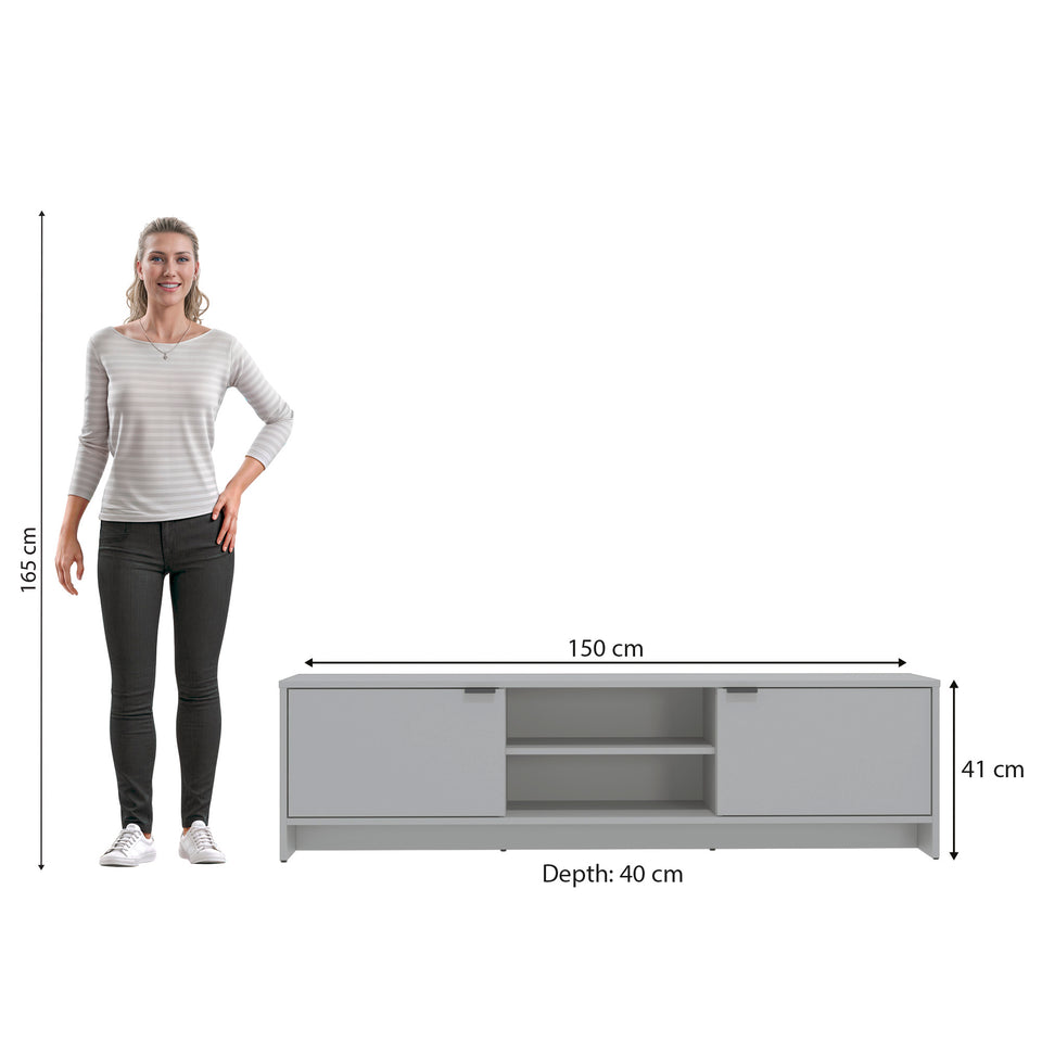 Rack TV 65" 150cm 2 Puertas Kappesberg Gris