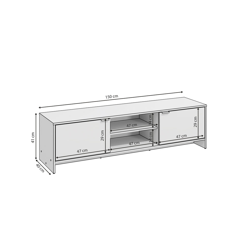 Rack TV 65" 150cm 2 Puertas Kappesberg Negro