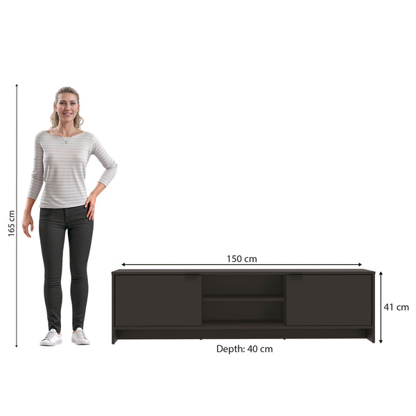 Rack TV 65" 150cm 2 Puertas Kappesberg Negro