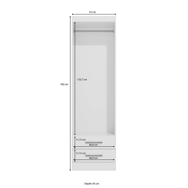 Placard Ropero 2 Puertas 2 Cajones 182cm Kappesberg Blanco