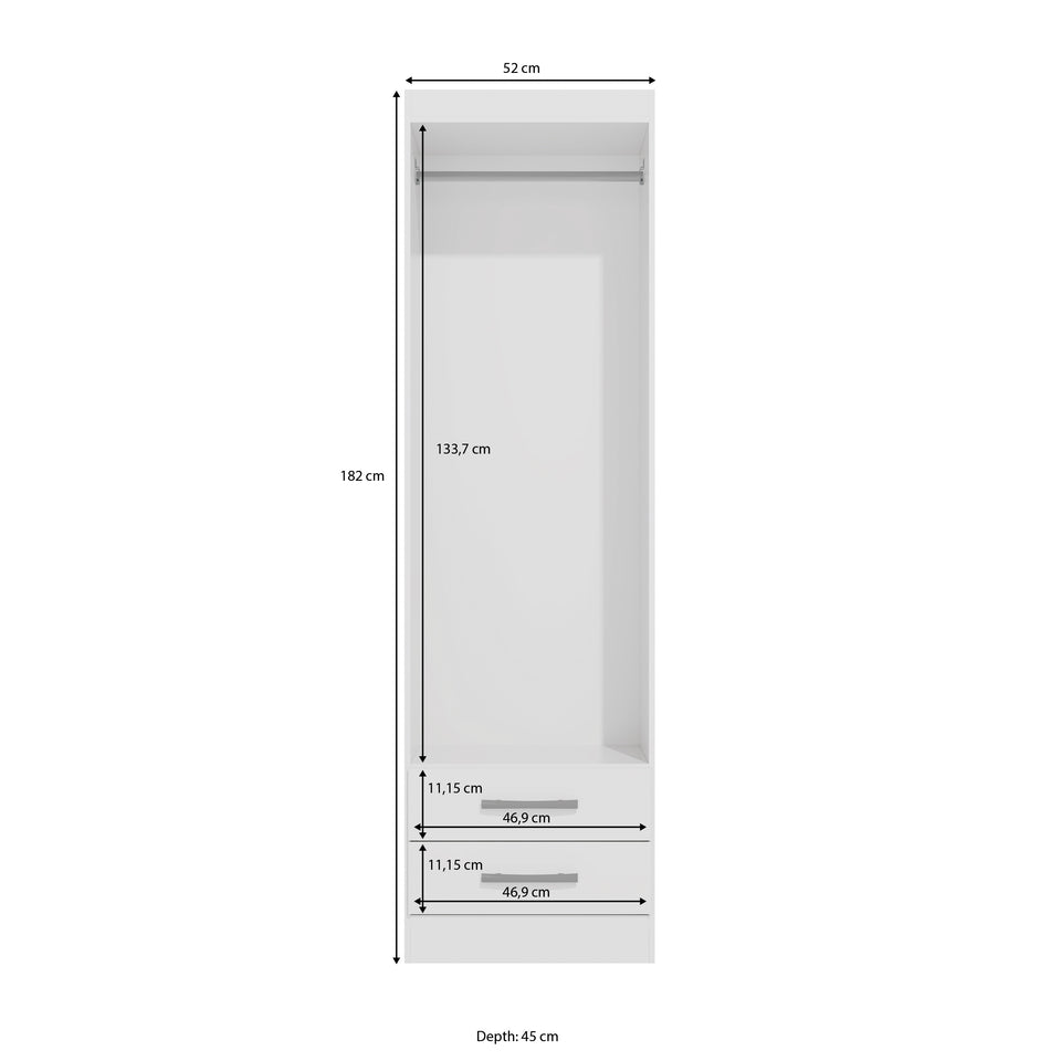 Placard Ropero 2 Puertas 2 Cajones 182cm Kappesberg Blanco