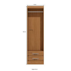 Placard Ropero 2 Puertas 2 Cajones 182cm Kappesberg Canela