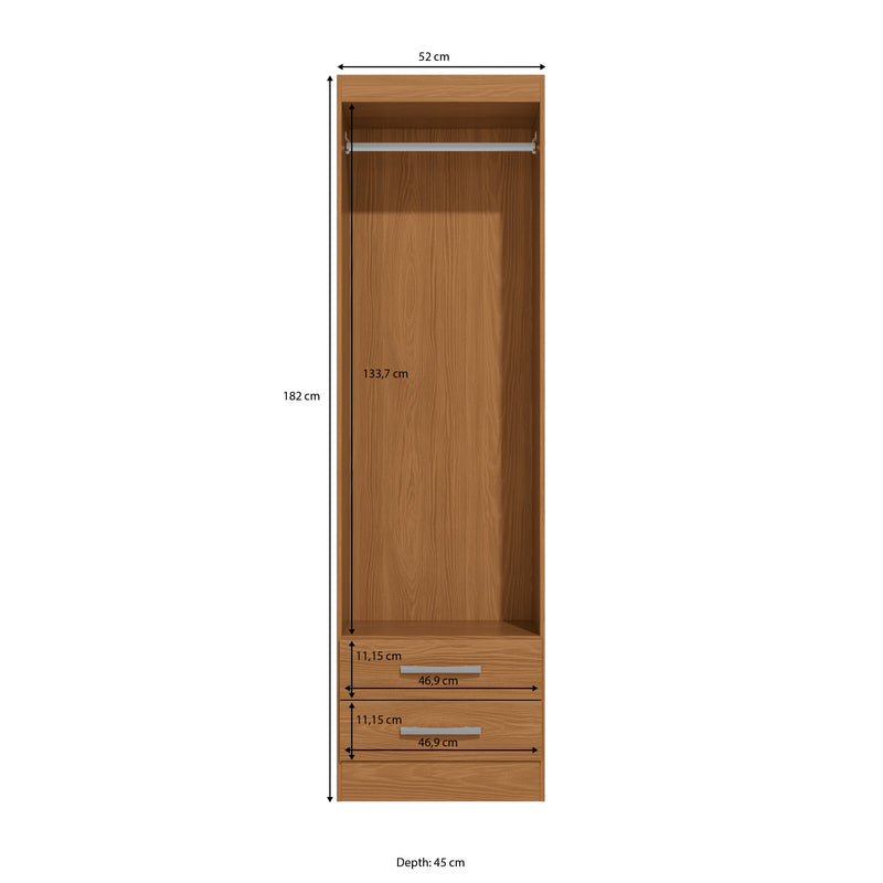 Placard Ropero 2 Puertas 2 Cajones 182cm Kappesberg Canela