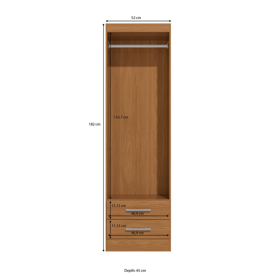 Placard Ropero 2 Puertas 2 Cajones 182cm Kappesberg Canela