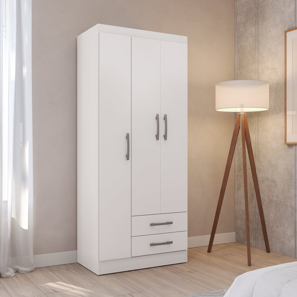 Placard Ropero 3 Puertas 2 Cajones 182cm Kappesberg Blanco