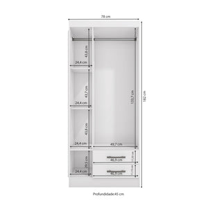Placard Ropero 3 Puertas 2 Cajones 182cm Kappesberg Blanco