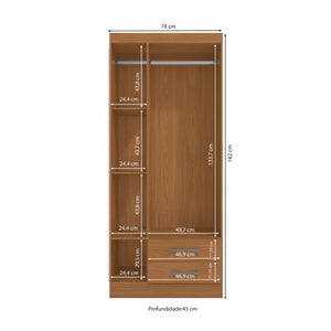 Placard Ropero 3 Puertas 2 Cajones 182cm Kappesberg Canela