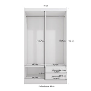 Placard Ropero 4 Puertas 2 Cajones 182cm Kappesberg Blanco