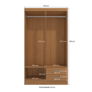 Placard Ropero 4 Puertas 2 Cajones 182cm Kappesberg Canela