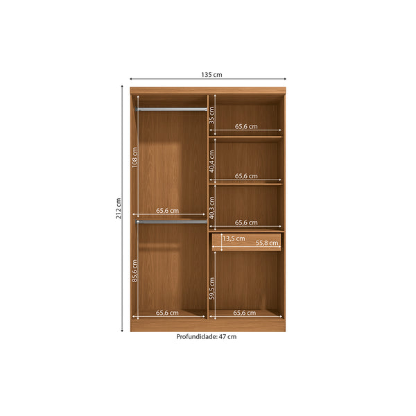 Ropero Closet Individual Kappesberg 4 Puertas 1 Cajón Canela