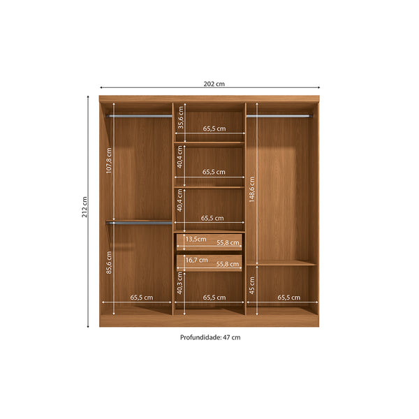 Ropero Closet Matrimonial Kappesberg 6 Puertas Canela