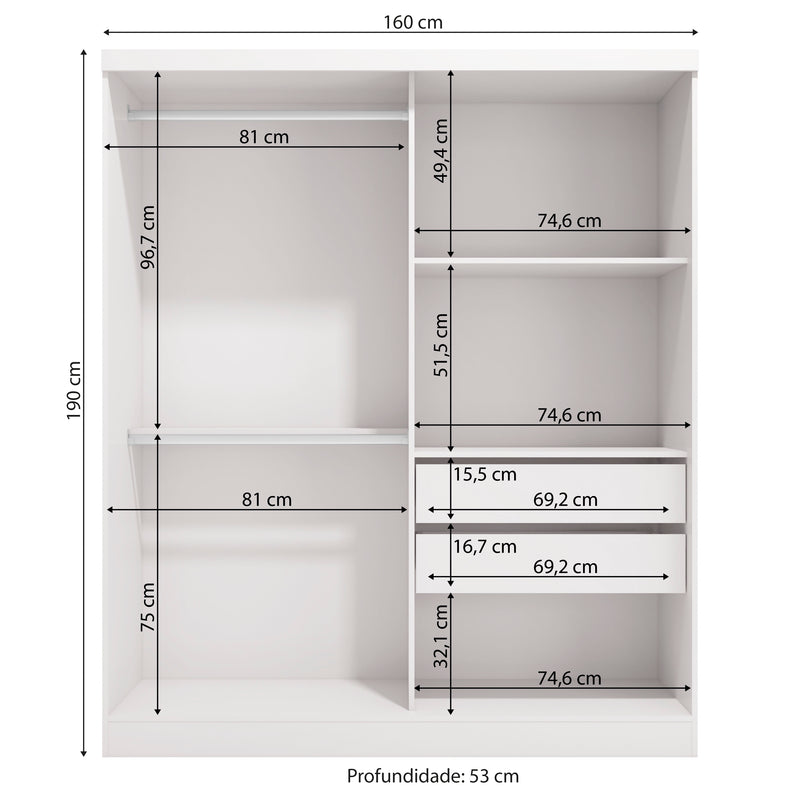 Placard Ropero Individual Kappesberg 2 Puertas Blanco