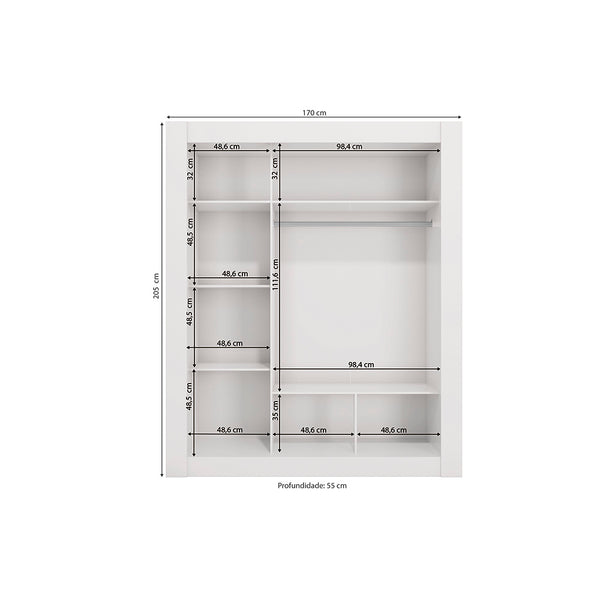 Ropero Closet Matrimonial Kappesberg 3 Puertas Blanco