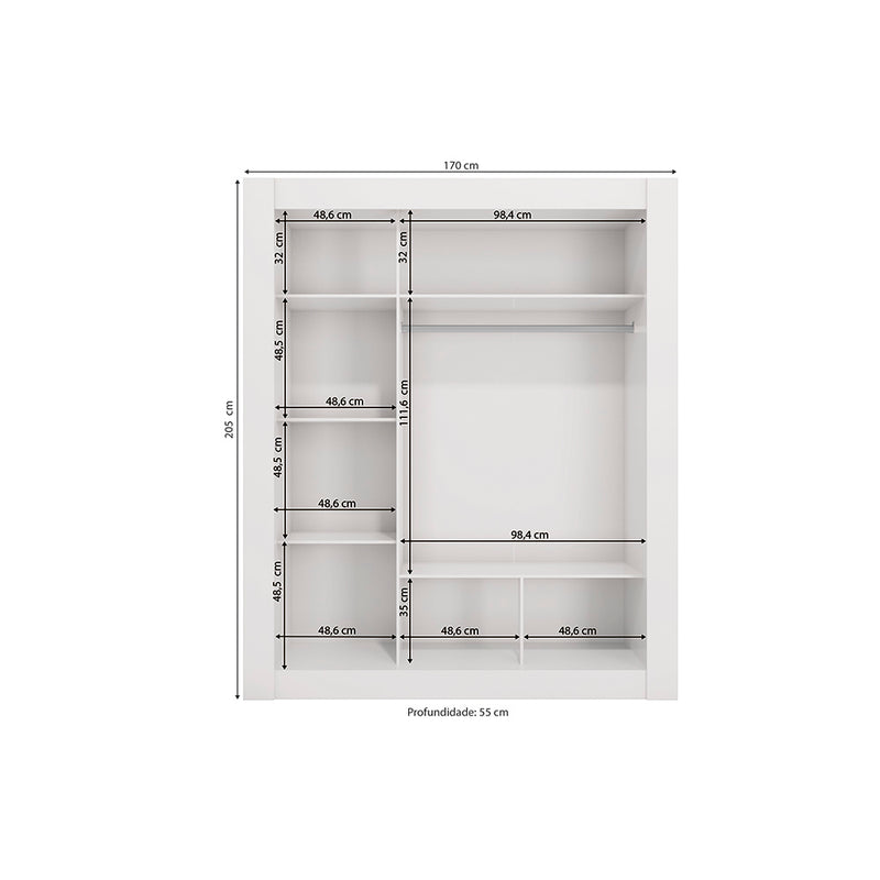 Placard Ropero Matrimonial Kappesberg 3 Puertas Corredizas Blanco