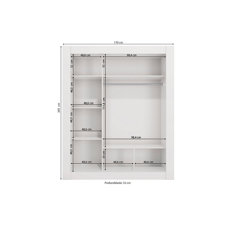Ropero Closet Matrimonial Kappesberg 3 Puertas Blanco