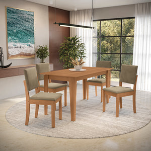 Juego Comedor Kappesberg 1.6m con 4 Sillas Luna Canela/Beige