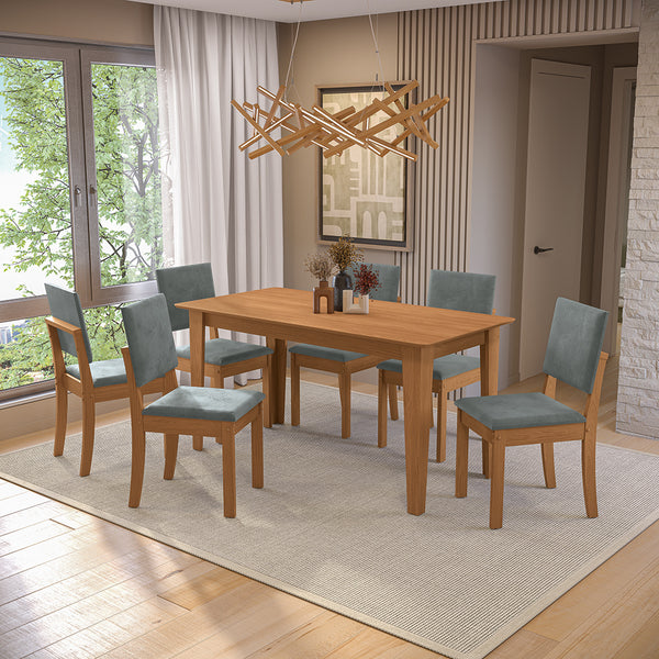 Juego Comedor Kappesberg 1.6m con 6 Sillas Luna Canela/Gris