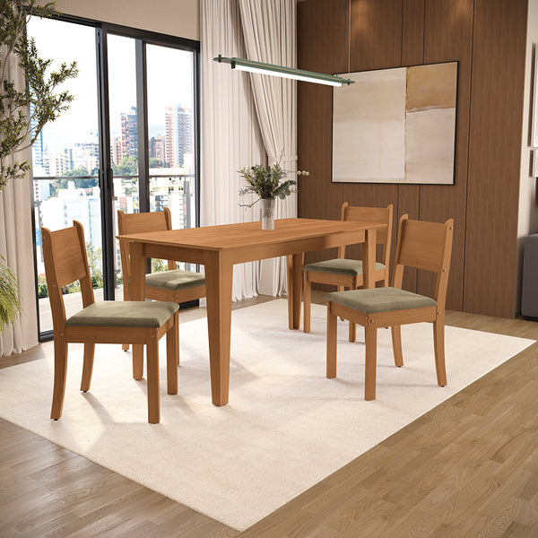 Juego Comedor Kappesberg 1.6m con 4 Sillas Cora Canela/Beige