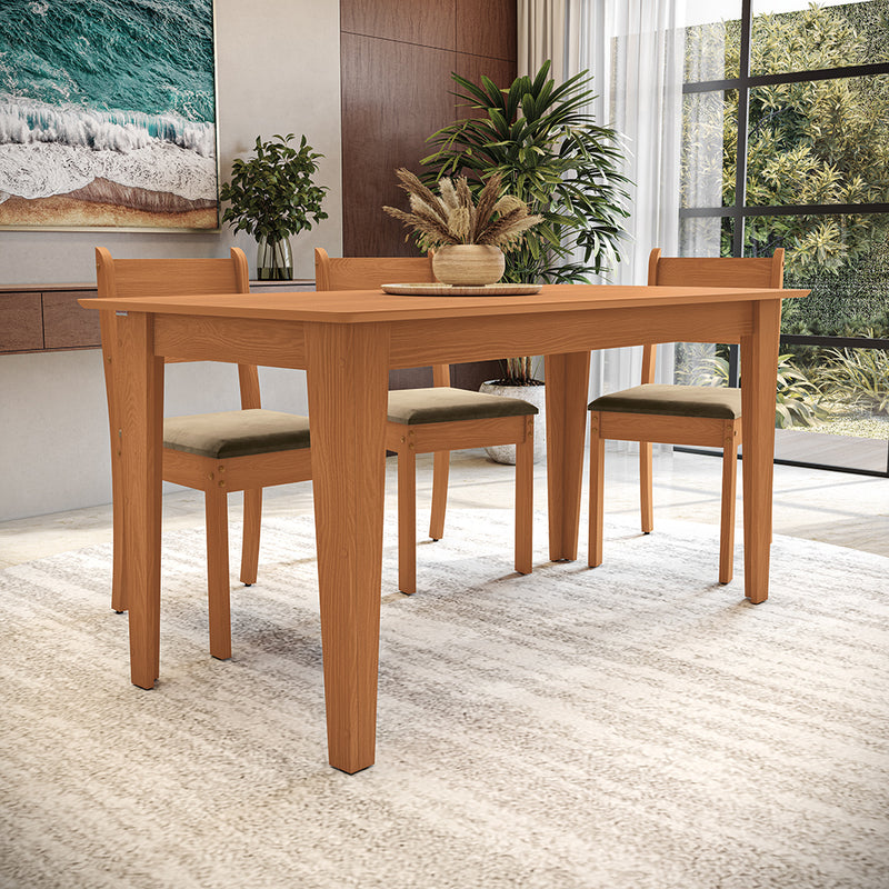 Juego Comedor Kappesberg 1.6m con 6 Sillas Cora Canela/Beige
