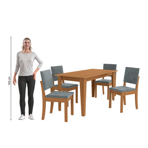 Juego Comedor Kappesberg 1.6m con 4 Sillas Luna Canela/Gris