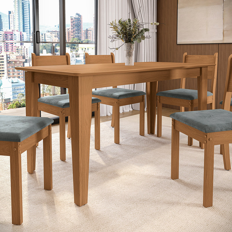 Juego Comedor Kappesberg 1.6m con 6 Sillas Cora Canela/Gris