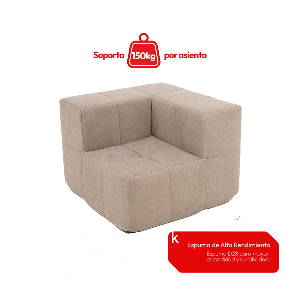 Sillón Módulo Esquinero 86cm Bouclé Kappesberg Capuccino