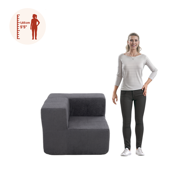 Sillón Módulo Esquinero 86cm Bouclé Kappesberg Azul Titanio