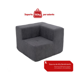 Sillón Módulo Esquinero 86cm Bouclé Kappesberg Azul Titanio
