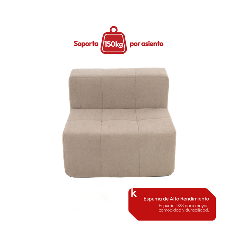 Sillón Módulo Central 84cm Bouclé Kappesberg Capuccino