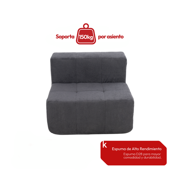 Sillón Módulo Central 84cm Bouclé Kappesberg Azul Titanio