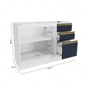 Bajo Mesada 120cm MDF Cajones Kappesberg Blanco/Azul