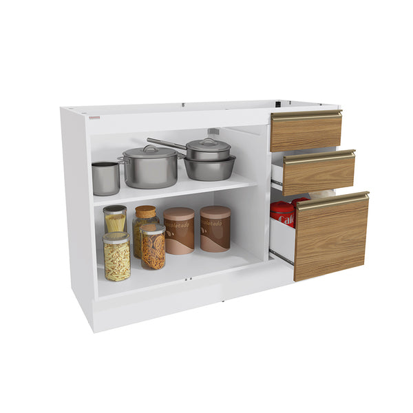 Bajo Mesada 120cm MDF Cajones Kappesberg Blanco/Marrón