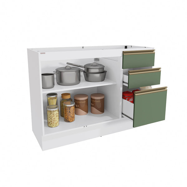Bajo Mesada 120cm MDF Cajones Kappesberg Blanco/Verde