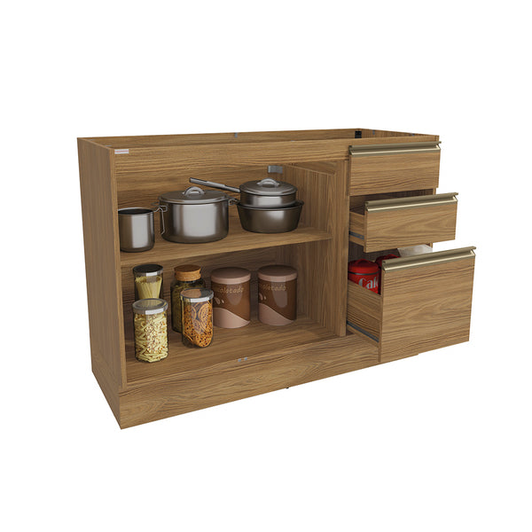 Bajo Mesada 120cm MDF Cajones Kappesberg Marrón