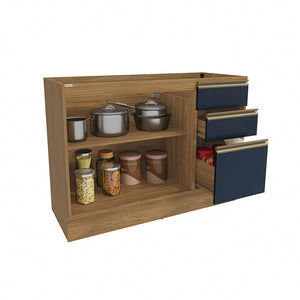 Bajo Mesada 120cm MDF Cajones Kappesberg Marrón/Azul