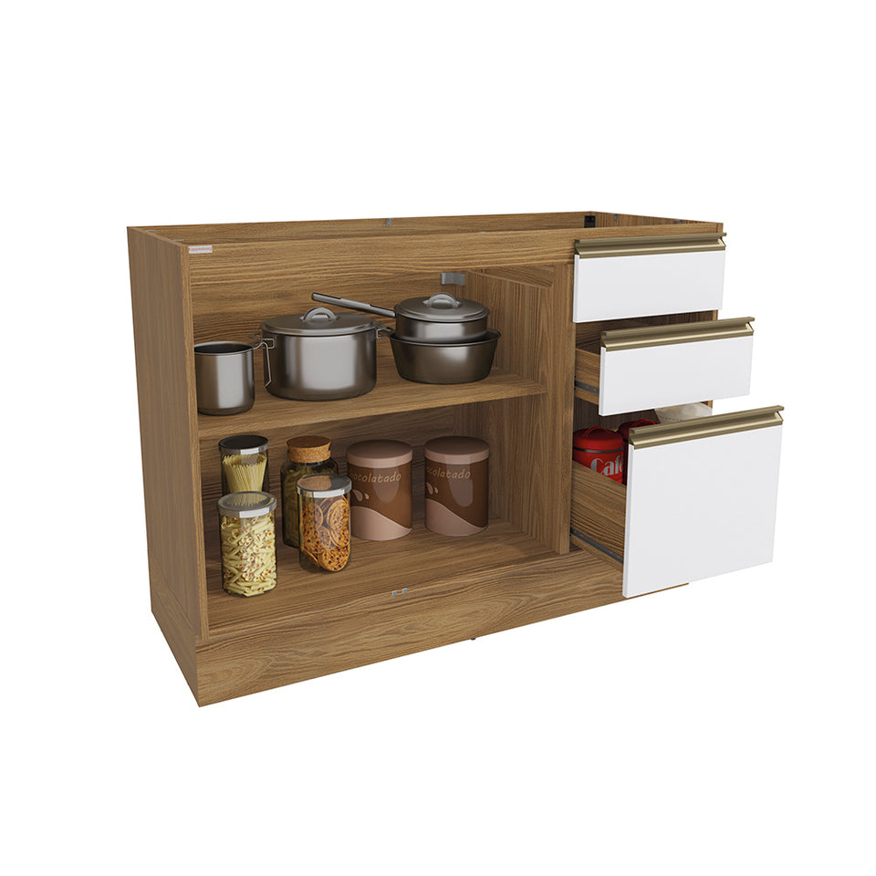 Bajo Mesada 120cm MDF Cajones Kappesberg Marrón/Blanco
