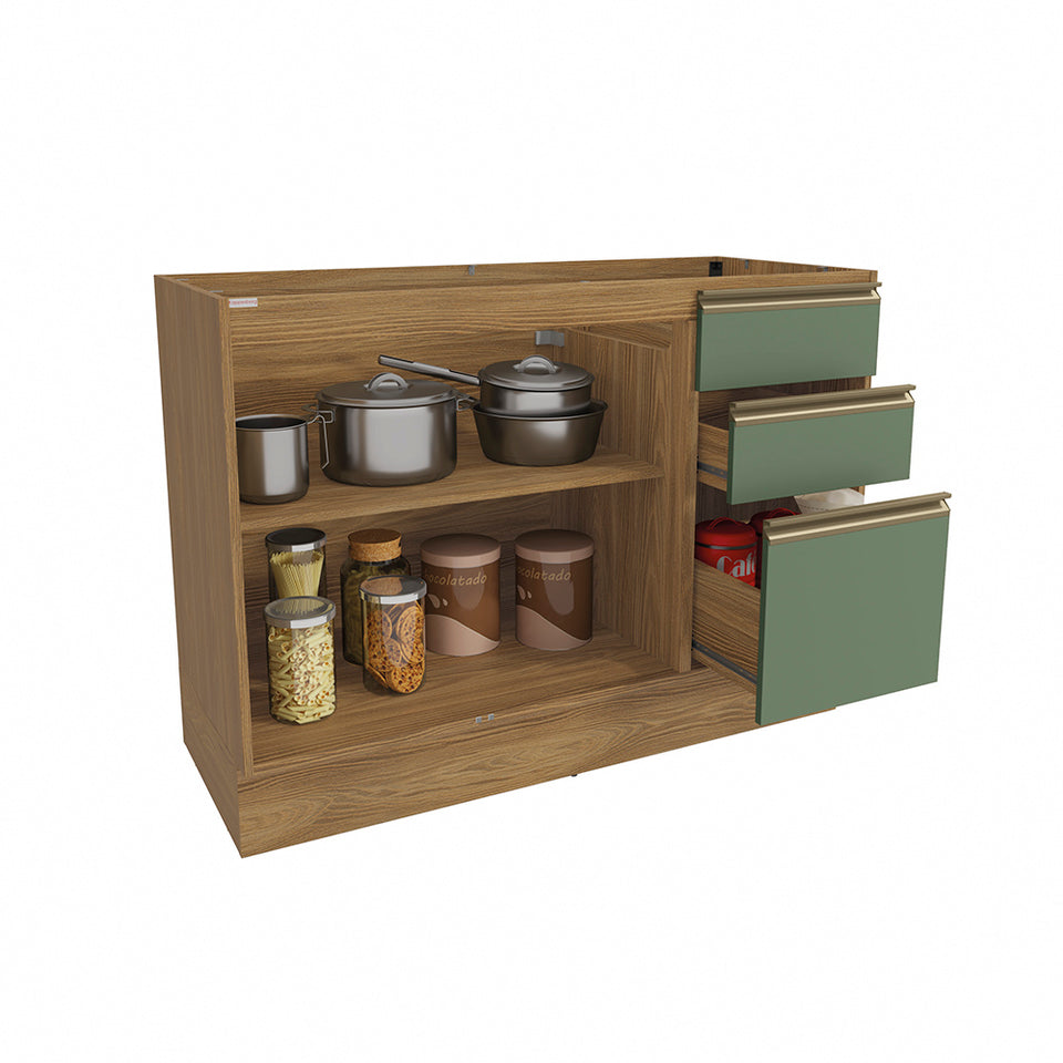 Bajo Mesada 120cm MDF Cajones Kappesberg Marrón/Verde